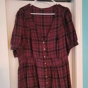 Torrid Brown and Black Puff Sleeve Blouse